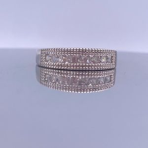 Vintage Sterling Silver Cubic Zirconia Wedding Band
